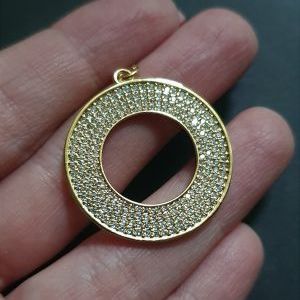 Подвес кольцо с фианитами, цвет "золото"
