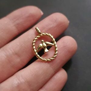 Подвес ласточка в кольце, цвет "золото"