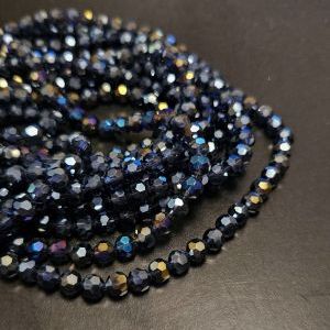 Бусины из стекла 6 мм, форма шар в огранке (металлизированное покрытие)