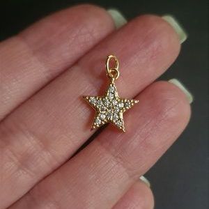 Подвес звезда с фианитами, цвет "золото"